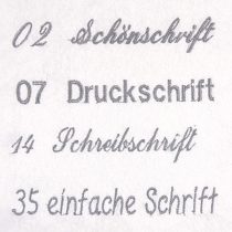 Schriftarten und zusätzliche Stickerei