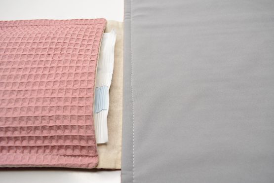 2 in 1 Windeltasche Waffelstoff rosa Wickelunterlage mit Fächern